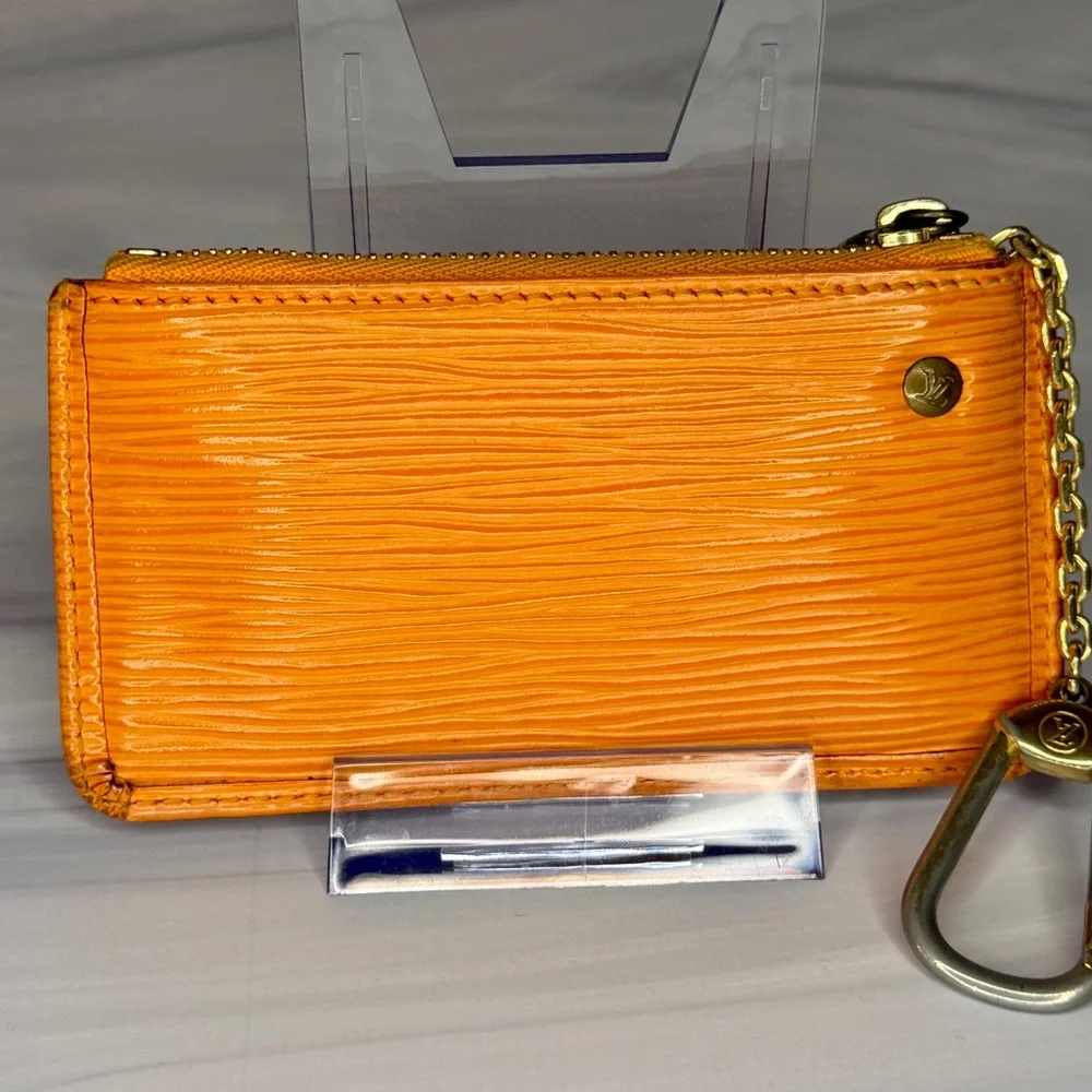 Louis Vuitton Orange Epi Key Cles Coin Pouch | LV Key Holder | Full Set | Rare